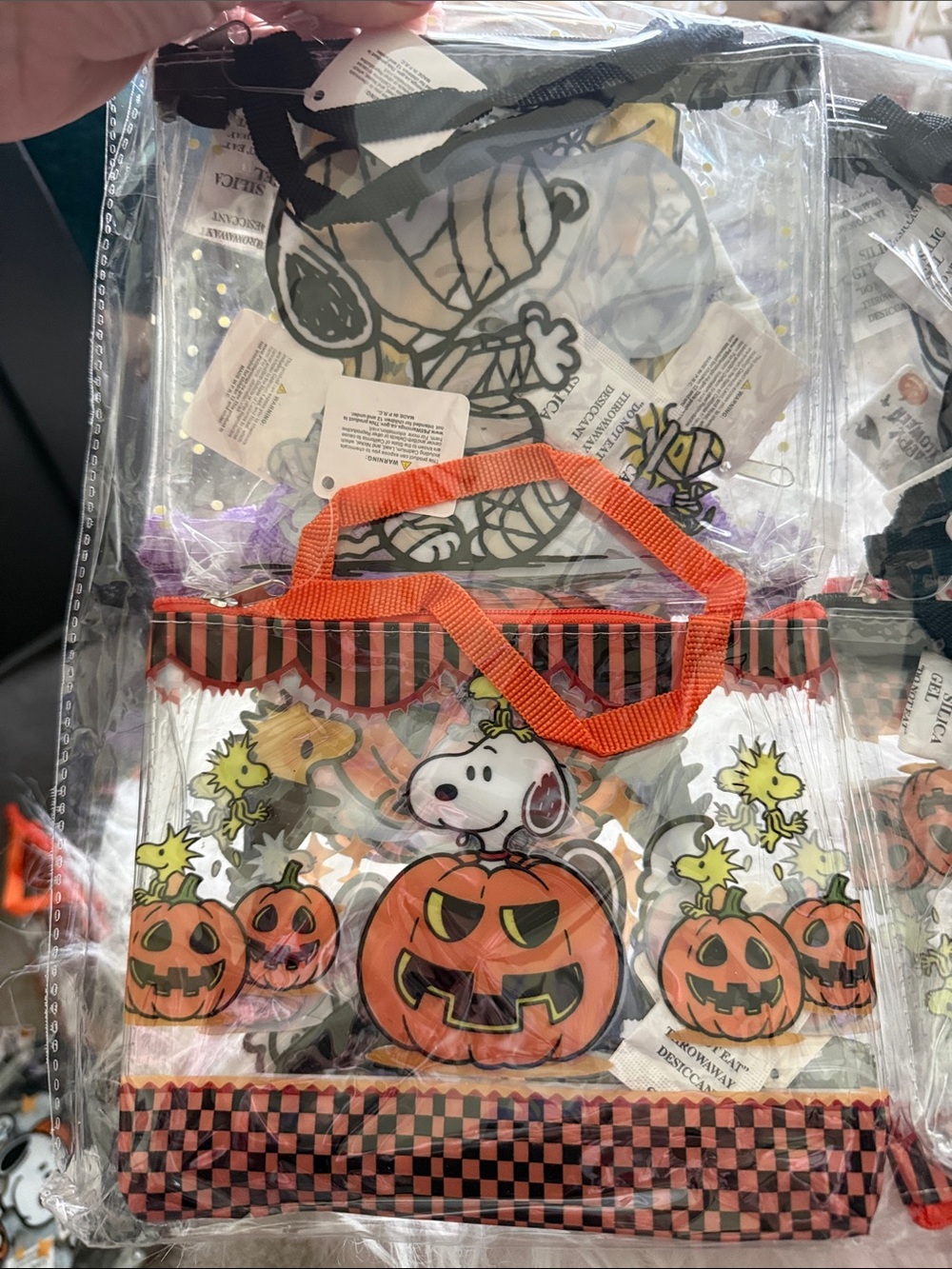 Set of 12 Snoopy Clear Halloween Tote Bags